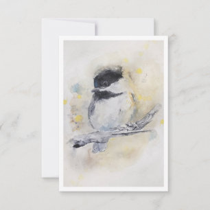 Correspondance Carte de vœux à l'aquarelle Mésange à tête noire