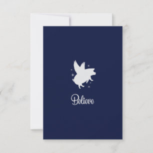 Correspondance Carte de vœux à plat Flying Pig Believe