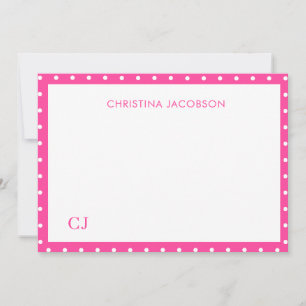 Correspondance Carte de vœux amusante rose à pois avec nom et ini