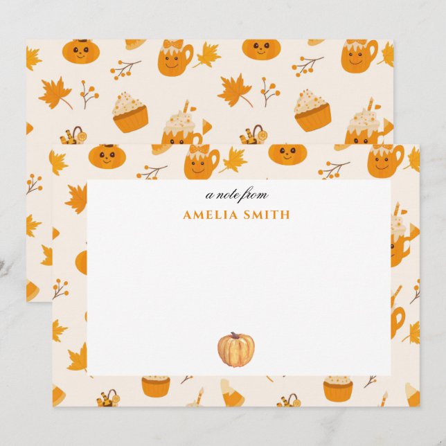Correspondance Carte de vœux automne chaude citrouille (Devant / Derrière)