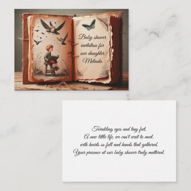 Correspondance Carte de voeux baby shower (Devant / Derrière)