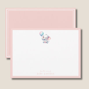 Correspondance Carte de vœux bébé éléphant aquarelle ballon douch