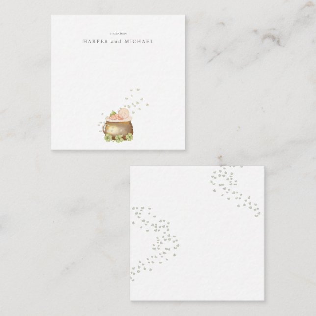 Correspondance Carte de vœux bébé Saint-Patrick aquarelle (Devant / Derrière)