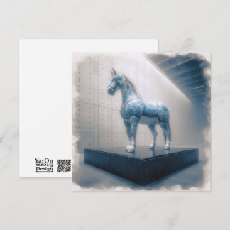 Correspondance Carte de voeux Cheval en Porcelaine Bleue