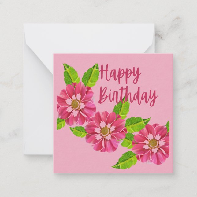 Correspondance Carte de vœux d'anniversaire 3 fleurs roses (Devant)