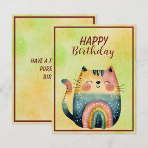 Correspondance Carte de vœux d'anniversaire plate avec un chat ab