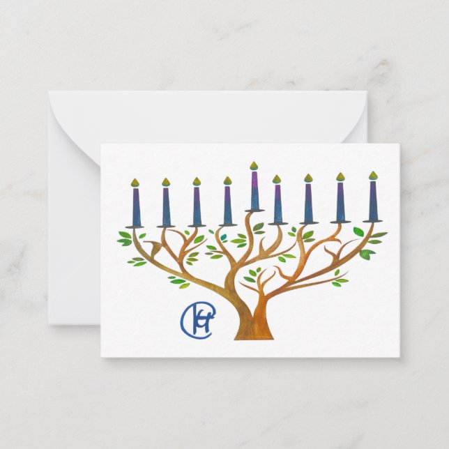 Correspondance Carte de vœux de Hanouka du jardin secret Menorah  (Devant)