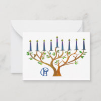 Carte de vœux de la menorah du jardin secret Hanou