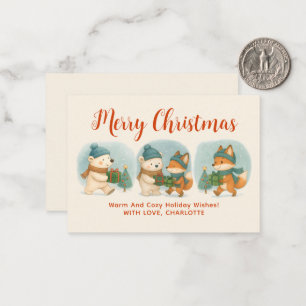Correspondance Carte de vœux de Noël d'animaux confortables et ad