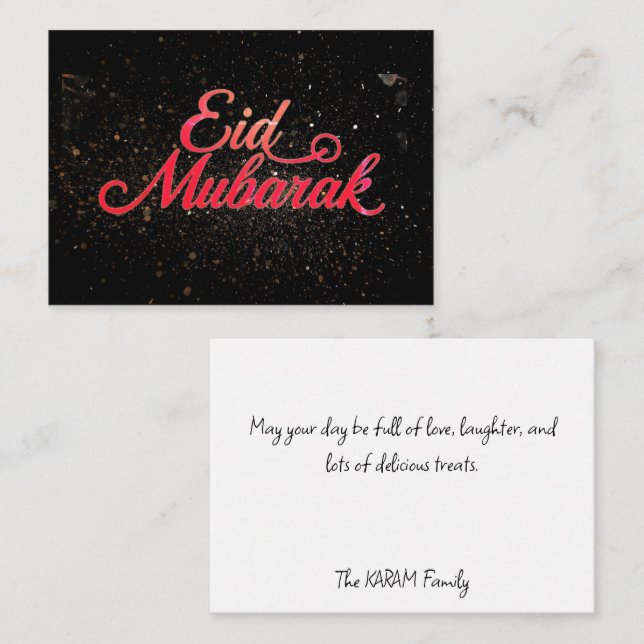 Correspondance Carte de vœux Eid Mubarak noire et rouge (Devant / Derrière)