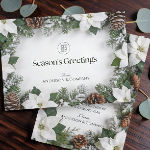 Correspondance Carte de vœux élégante avec poinsettia blanc pour