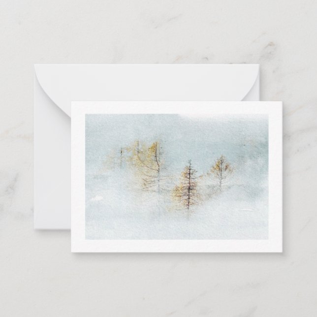 Correspondance Carte de vœux en aquarelle de paysage d'hiver (Devant)