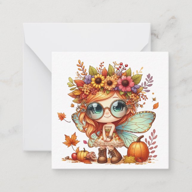 Correspondance Carte de vœux Fantastique de Fée d'Automne (Devant)