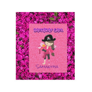 Correspondance Carte de vœux Fille Pirate Paillettes Rose Pâle