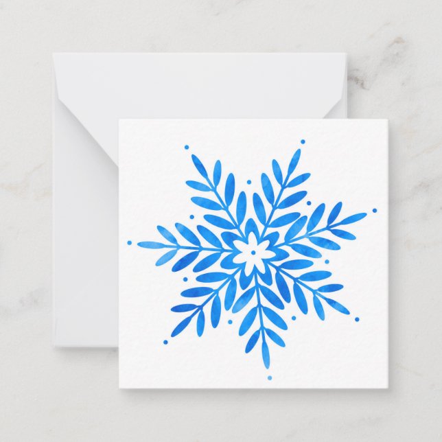 Correspondance Carte de vœux flocon de neige bleu aquarelle (Devant)