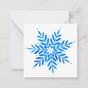Correspondance Carte de vœux flocon de neige bleu aquarelle