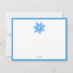 Correspondance Carte de vœux flocon de neige bleu aquarelle