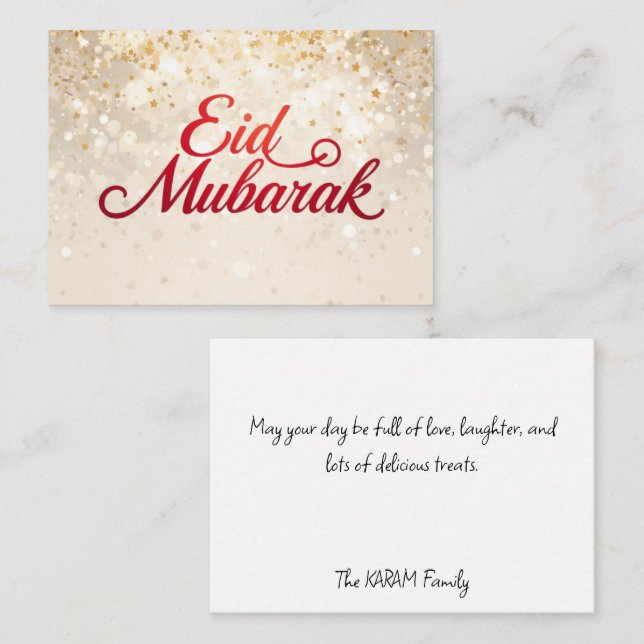 Correspondance Carte de vœux florale Eid Mubarak (Devant / Derrière)