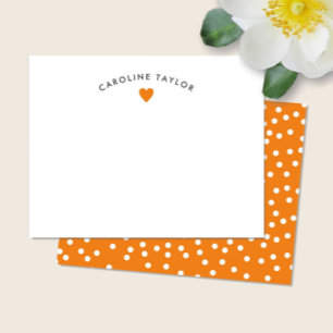 Correspondance Carte de vœux mignonne et féminine avec cœur orang
