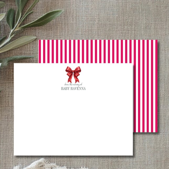 Correspondance Carte de vœux minimaliste rayée avec nœud rubis po (Créateur téléchargé)