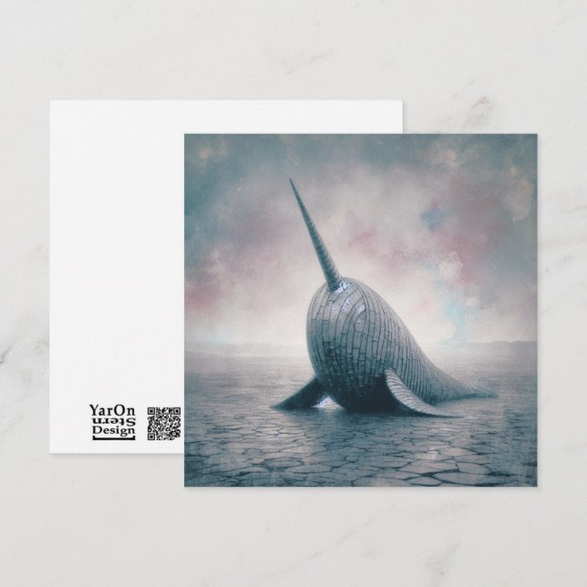 Correspondance Carte de voeux ondulée Narwhal (Devant / Derrière)