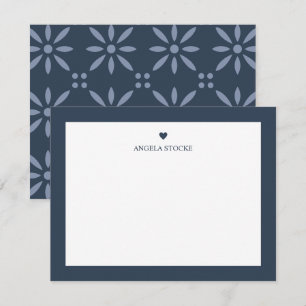 Correspondance Carte de vœux personnalisée avec nom en bleu marin