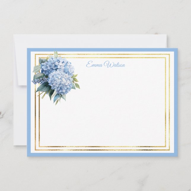 Correspondance Carte de vœux personnalisée avec nom Hydrangea (Devant)