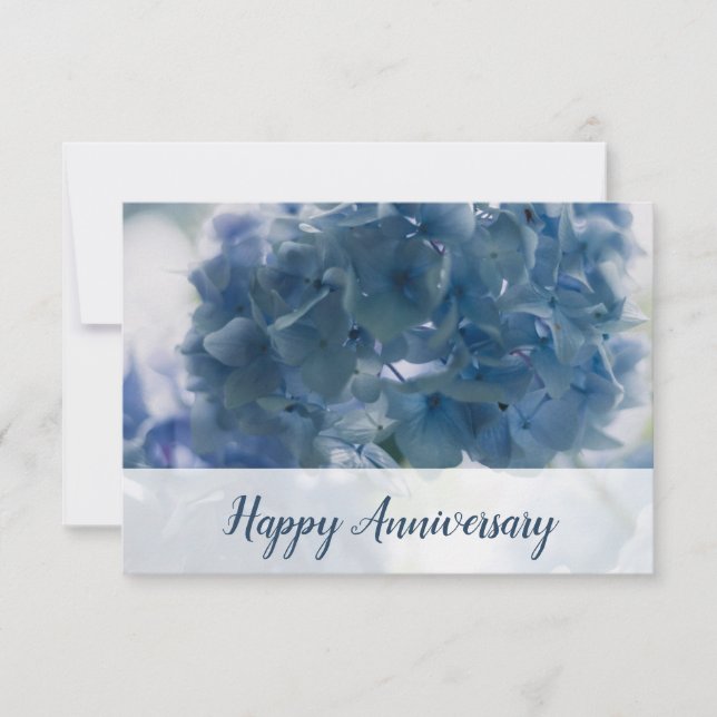 Correspondance Carte de vœux photo d'hydrangea bleue pour anniver (Devant)