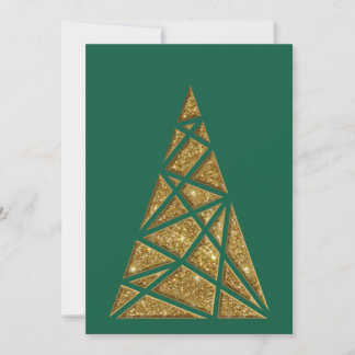 Correspondance Carte de vœux plate arbre de Noël vert avec or