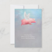 Carte de vœux plate Flying Pig Grow Your Wings