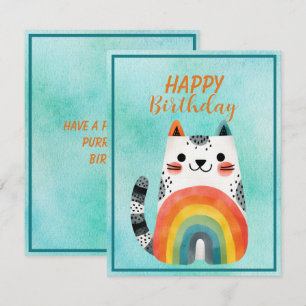 Correspondance Carte de vœux plate pour anniversaire avec chat ab