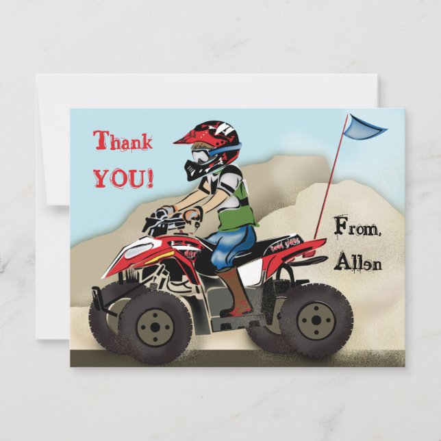 Correspondance Carte de vœux pour enfant avec VTT rouge et noir (Devant)
