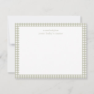 Correspondance Carte de vœux pour la nurserie de bébé au gingham