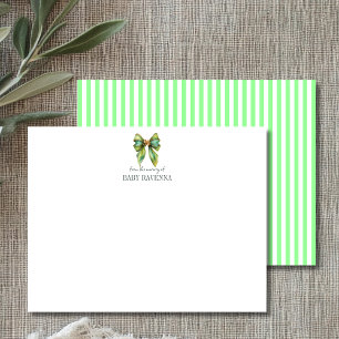 Correspondance Carte de vœux rayée verte menthe pour la nurserie