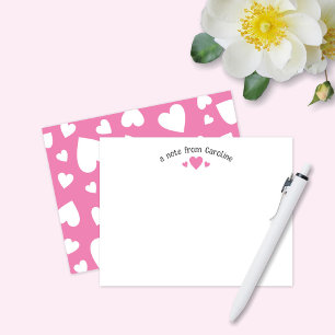 Correspondance Carte de vœux rose bubble gum cœurs mignonne pour 