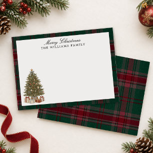 Correspondance Carte de vœux vintage Noël tartan arbre