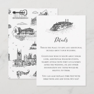 Correspondance Carte d'Enclosure Toile de Nashville Noir et Blanc