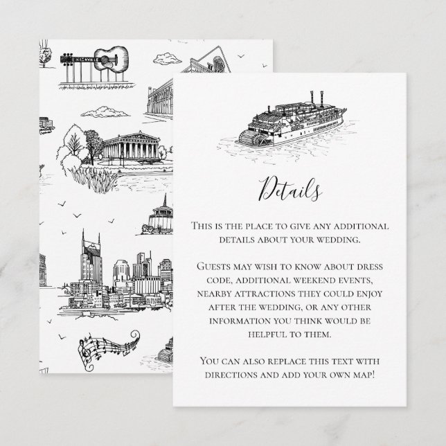 Correspondance Carte d'Enclosure Toile de Nashville Noir et Blanc (Devant / Derrière)