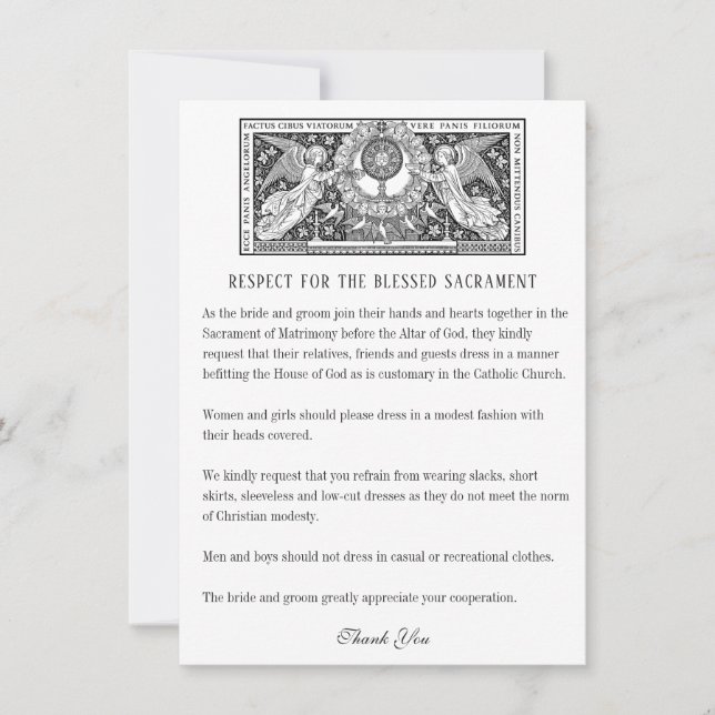 Correspondance Carte d'étiquette de mariage catholique (Devant)