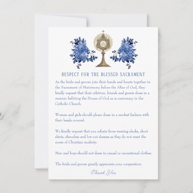 Correspondance Carte d'étiquette de mariage catholique (Devant)