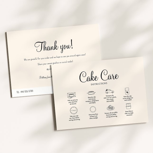 Correspondance Carte d'instruction de soin de gâteau de boulanger (Créateur téléchargé)