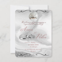 Carte d'invitation de mariage élégante avec code Q
