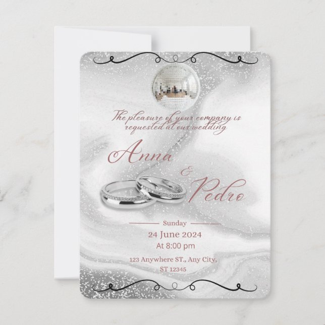 Correspondance Carte d'invitation de mariage élégante avec code Q (Devant)