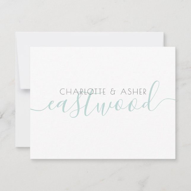 Correspondance Carte Monographie Mariage Vert de nom Couple (Devant)