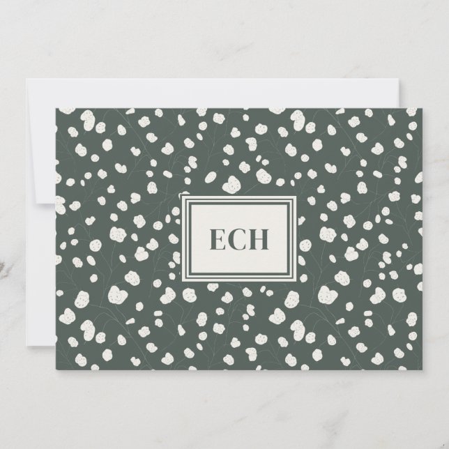 Correspondance Carte plate à monogramme de Lunaria vert foncé (Devant)