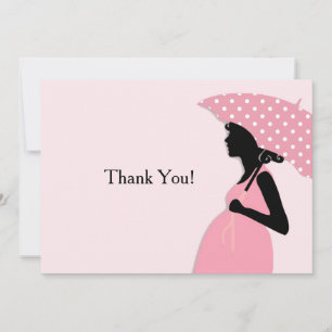 Correspondance Carte pour notes de Merci à parapluie rose