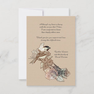 Correspondance Carte pour notes de Merci de deuil d'oiseaux solit