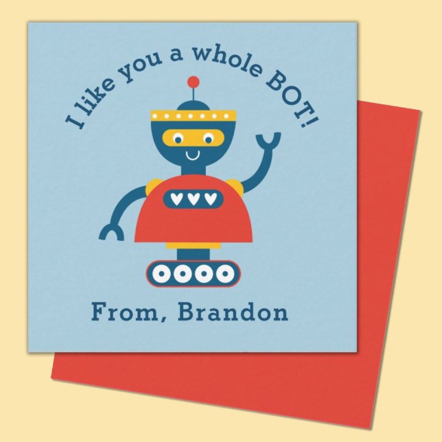 Correspondance Carte Robot de jour Valentines pour enfants mignon (fun robot valentine.  perfect for a kids classroom exhange. personalize it with your kids name.)