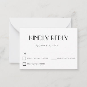 Correspondance Carte RSVP classique de mariage budgétaire simple