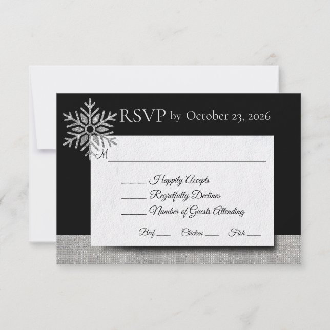 Correspondance Carte RSVP de mariage hivernal de Snowflake Diamon (Devant)
